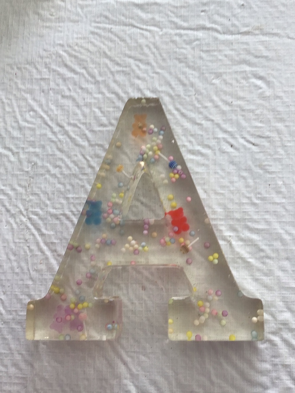 Ashland Clear Resin Letter with Pastel Confetti
